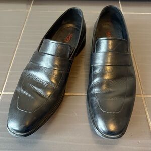 Hugo Boss Classic Black Leather Slip-Ons